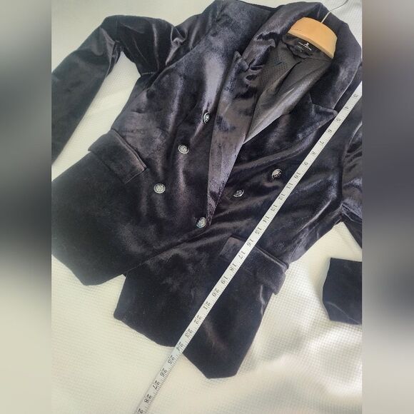 Jules & Leopold Elegant Black Velvet Double Breasted Jacket Blazer - Picture 7 of 10